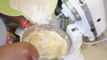 Fold in the flour little by little