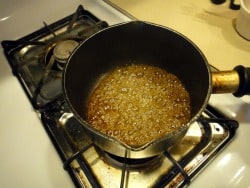 combine the sugar and water on medium-high heat