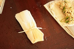 secure it with one of the corn husk ties
