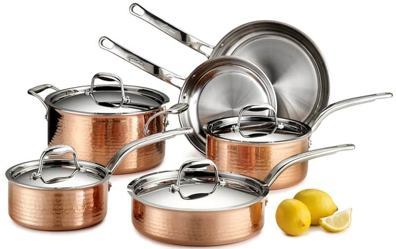Best Copper Cookware On The Market In 2018 Lagostina Martellata Tri Ply Hammered Stainless Steel Copper Cookware Set Product Reviews