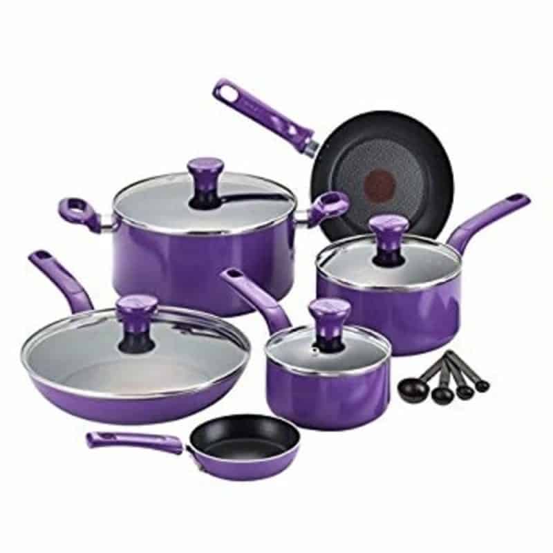 T-fal C511SE Excite Nonstick Cookware Set, 14-Piece, Purple