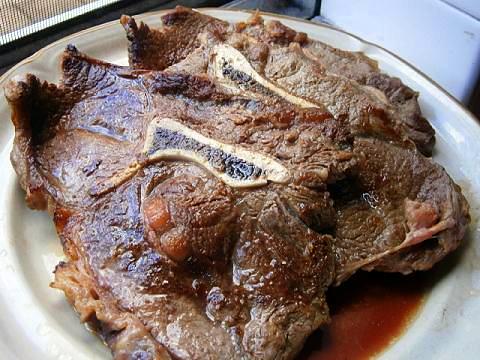 Brined and BBQed “seven-bone” steak