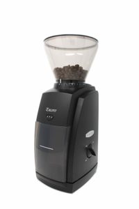 The Baratza Encore Conical Burr Coffee Grinder is pictured over a field of white
