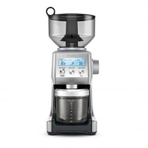 The Breville BCG820BSSXL The Smart Grinder Pro is pictured over a field of white