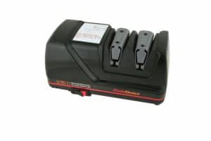 The Chef'sChoice 316 Diamond Hone Knife Sharpener is pictured over a field of white