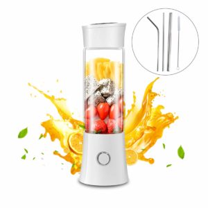 The Diwenhouse Portable Blender Juicer Cup is pictured over a field of white