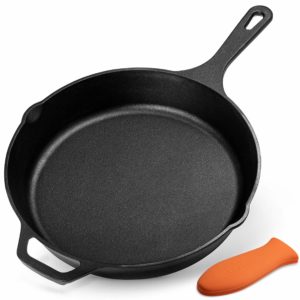 The Legend Cast Iron Skillet 12 Inch is pictured over a field of white 