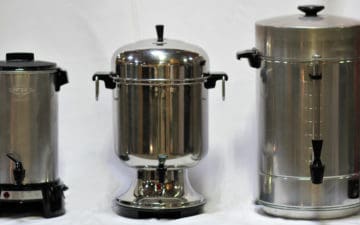 Three Coffee Urns Lined Up