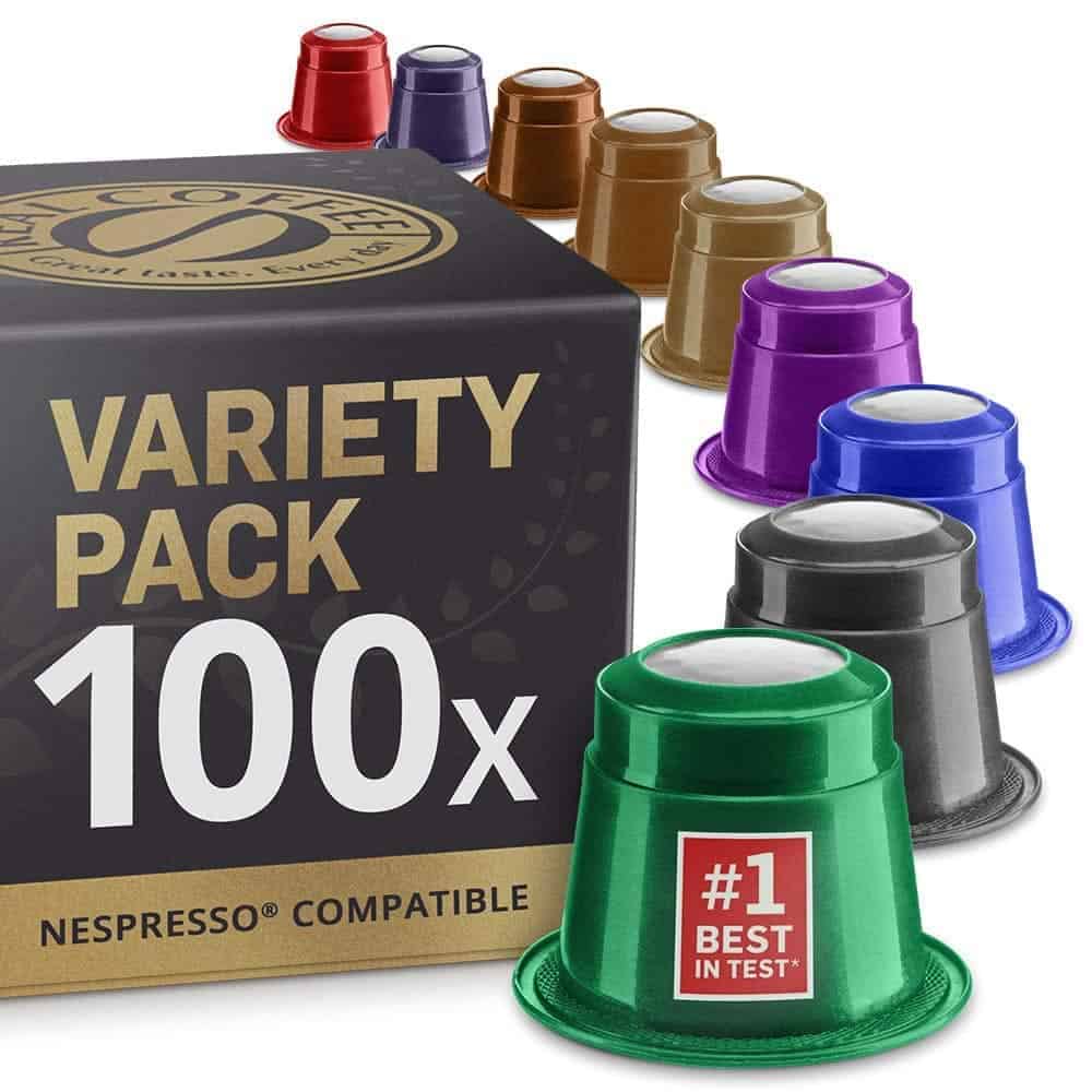 Mixed Variety Pack: 100 Nespresso Compatible Capsules. Organic/Fairtrade
