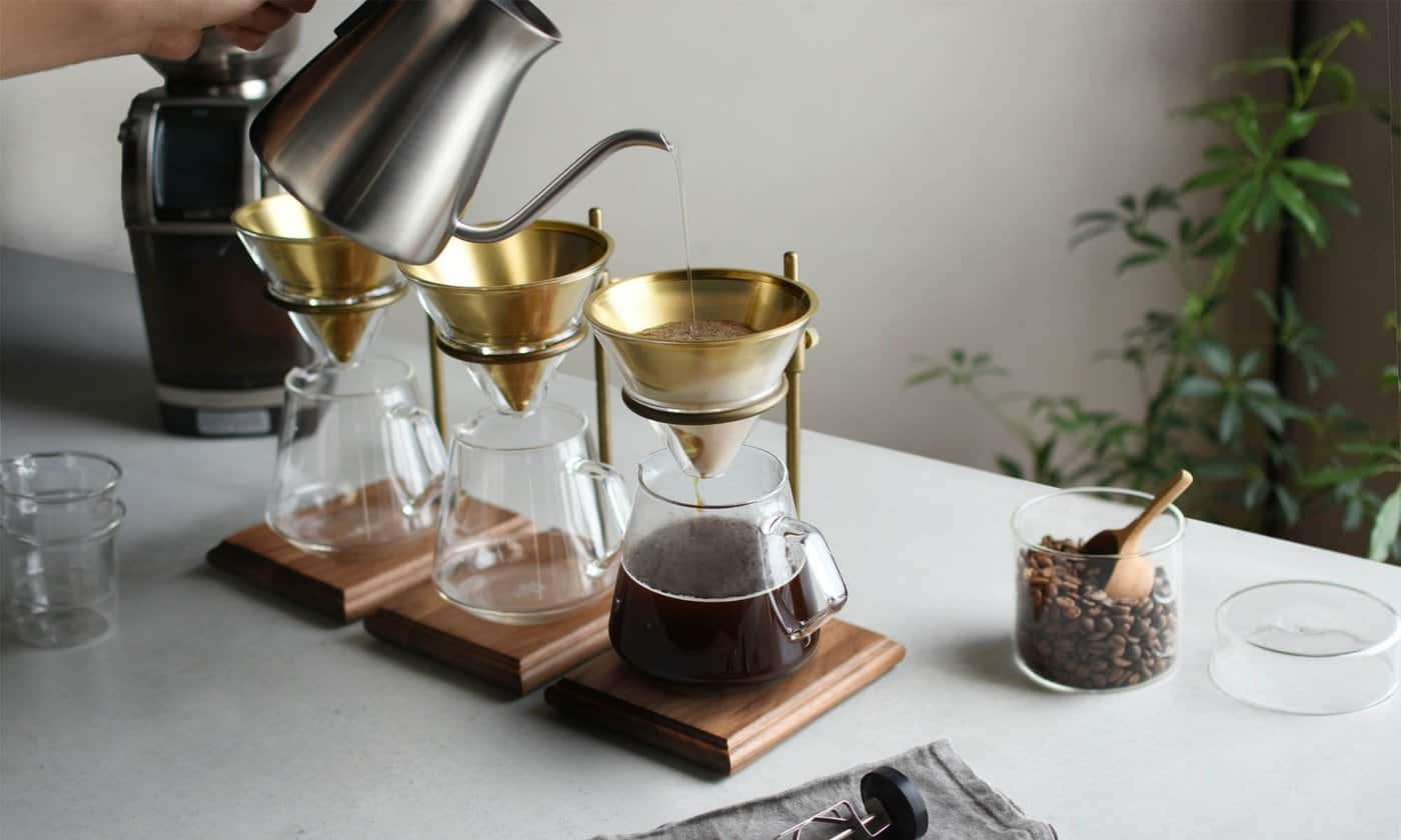 Pour-over coffee with electric kettle