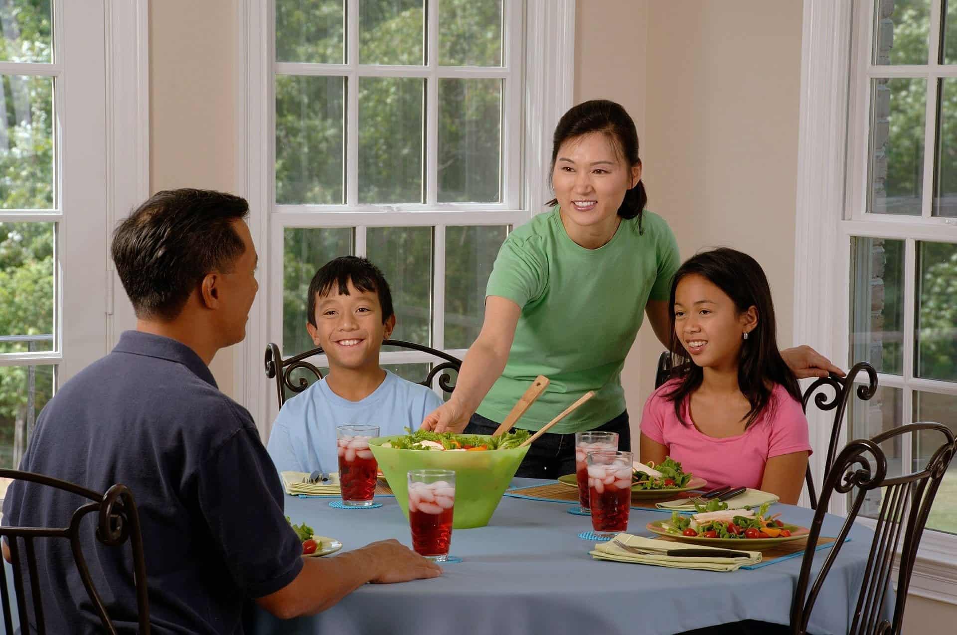 Family eating at a table together