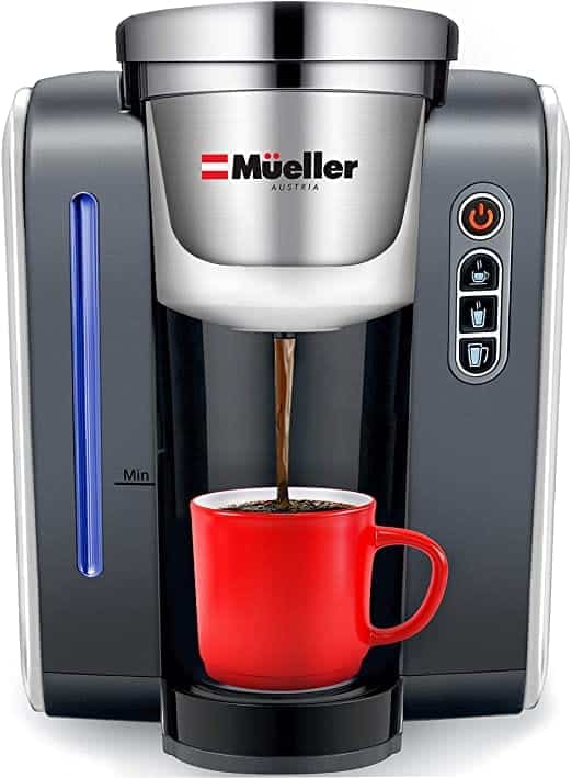 Mueller Single Serve Pod Compatible Coffee Maker Machine With 4 Brew Sizes, Rapid Brew Technology with Large Removable 48 oz Water Tank
