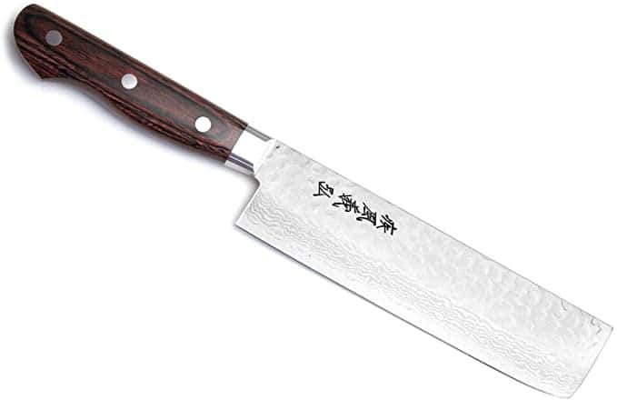 Yoshihiro VG-10 16 Layer Hammered Damascus Stainless Steel Nakiri Vegetable Knife