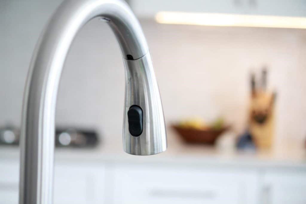 Close-up of kitchen faucet