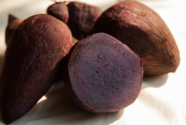 Cooked ube on white background