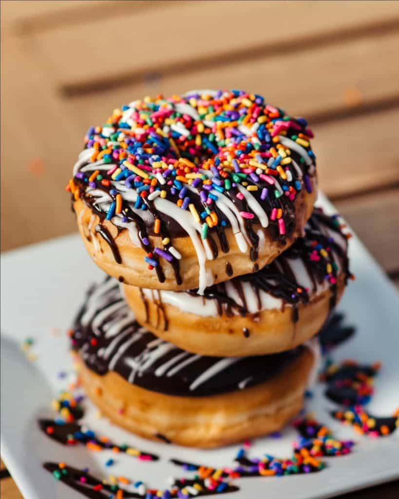 Donuts with chocolate and sprinkles