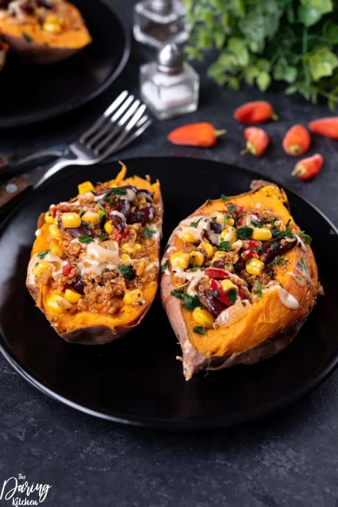 Mexican Quinoa Stuffed Sweet Potatoes - Daring Kitchen