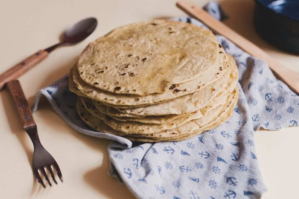 hot tortillas on a napkin ready for serving.