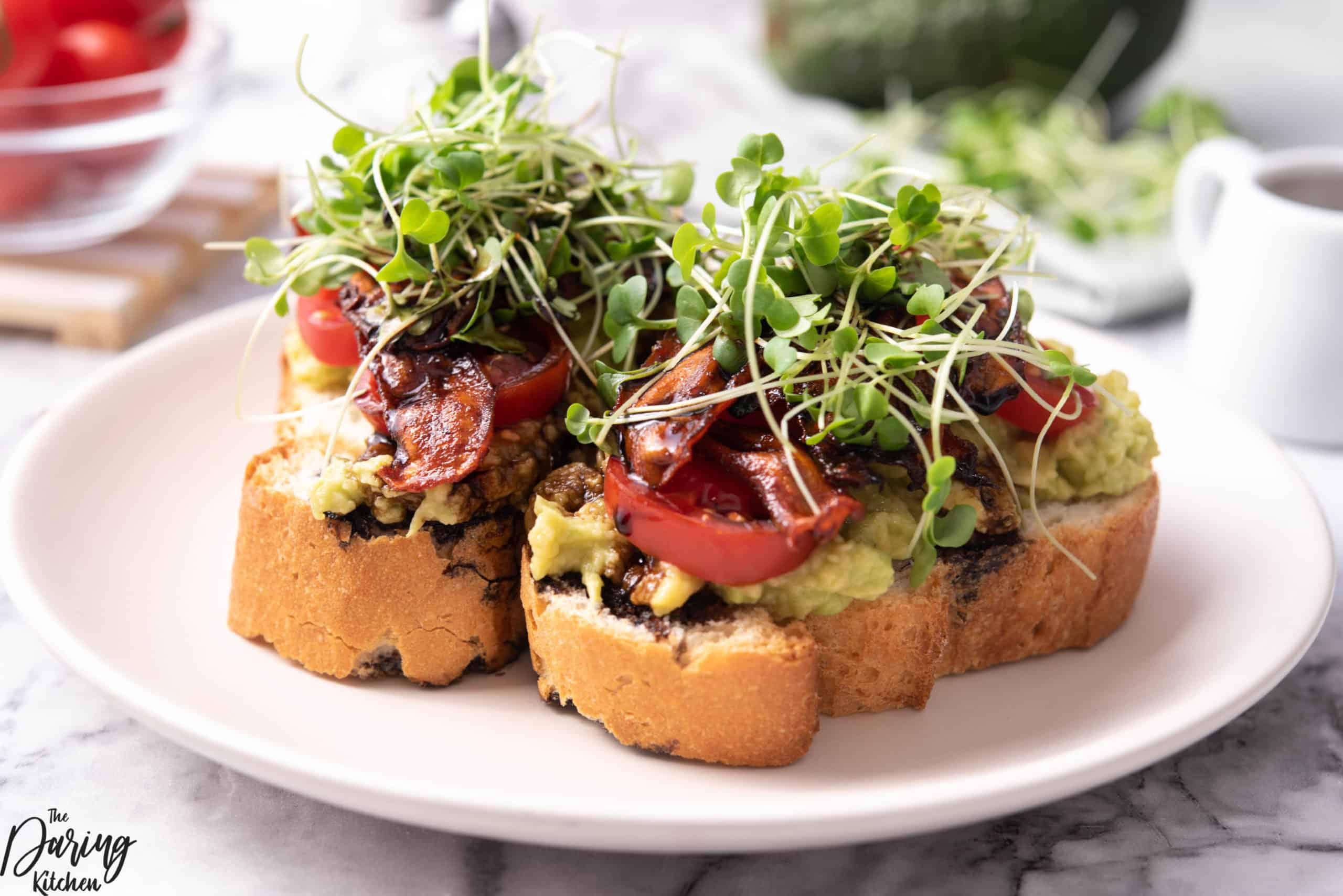 Avocado Toast with Carrot Bacon and Microgreens | by The Daring Kitchen