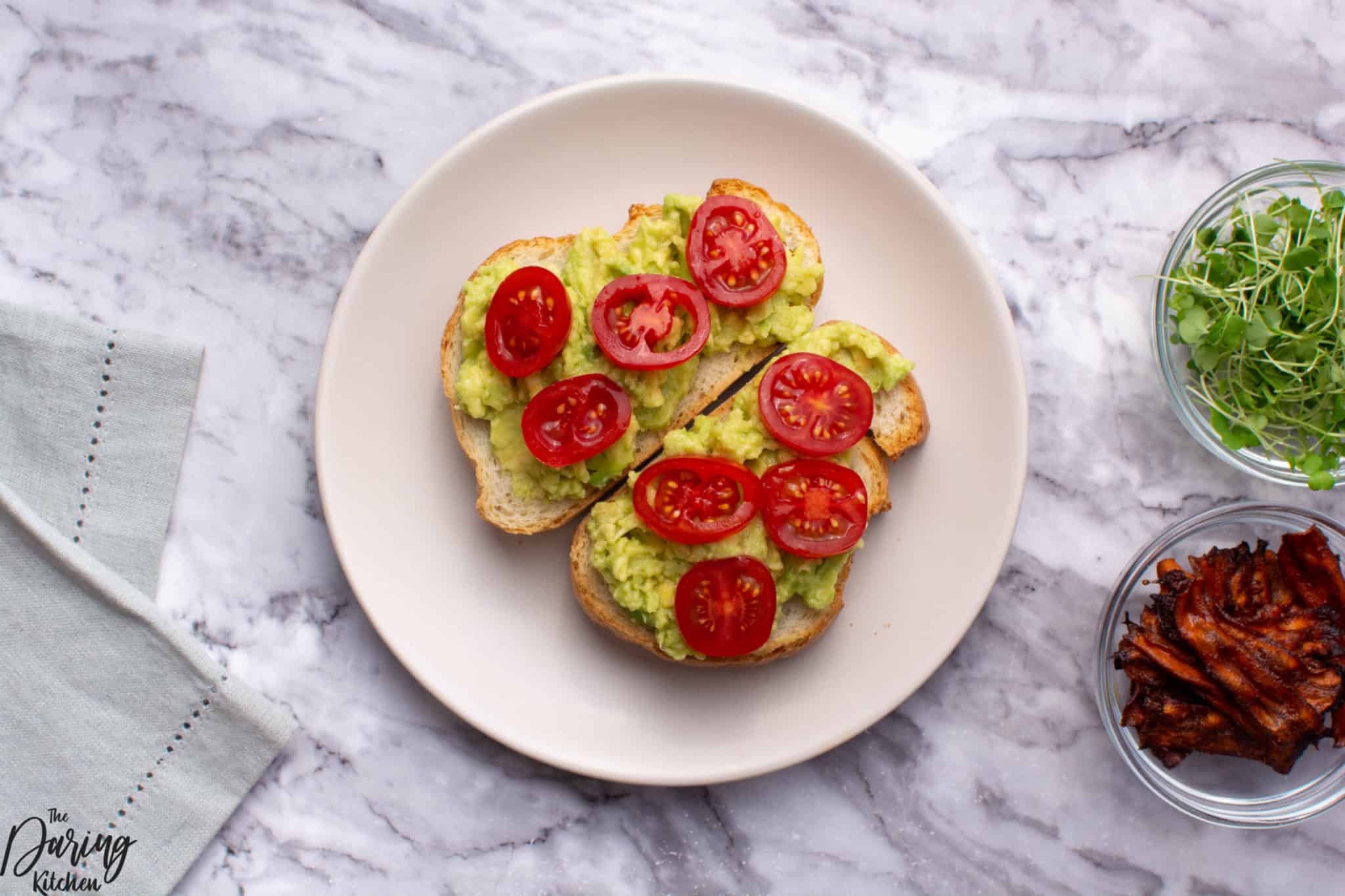 Avocado Toast with Carrot Bacon and Microgreens - Daring Kitchen