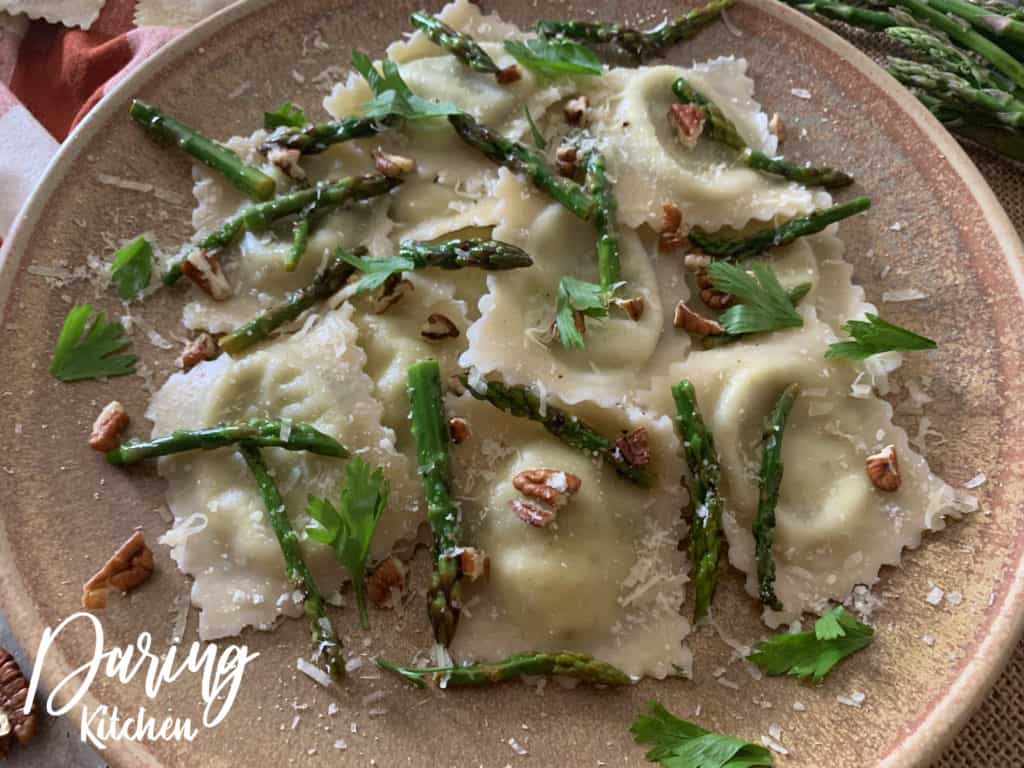 Ravioli With Sautéed Asparagus And Walnuts - Daring Kitchen