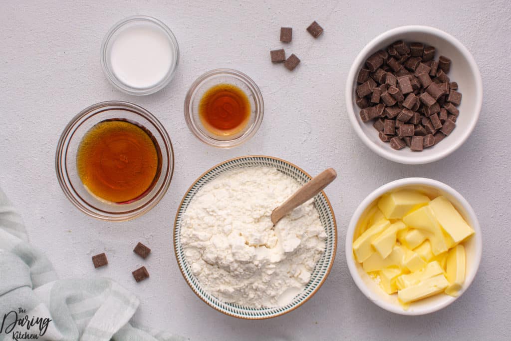 Chocolate chip cookie dough ingredients