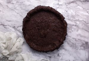 chocolate tart transfer to pie pan and bake