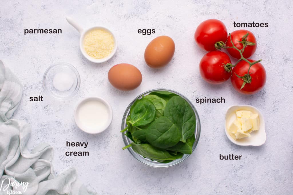 Spinach omelet ingredients