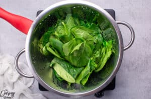 steamed spinach add to basker