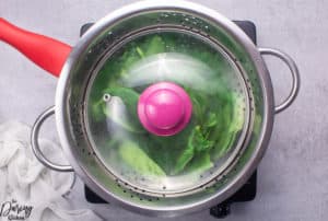 steamed spinach cover with lid