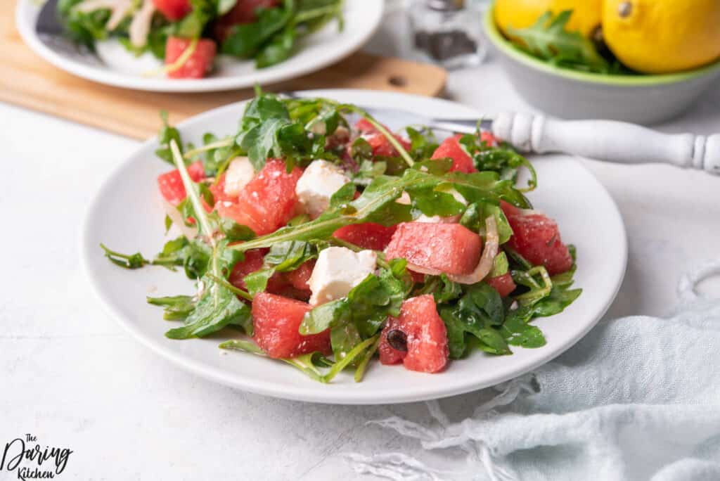 Watermelon arugula salad
