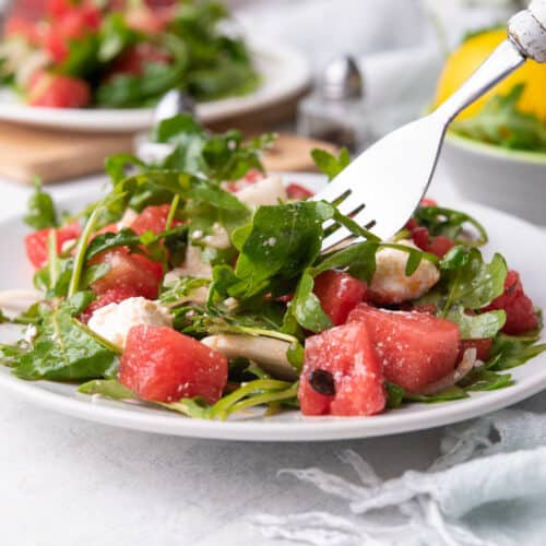 Watermelon arugula salad