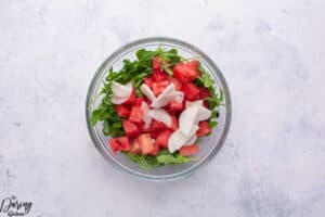 Watermelon arugula salad combine all ingredients