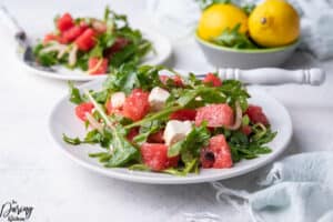 Watermelon arugula salad