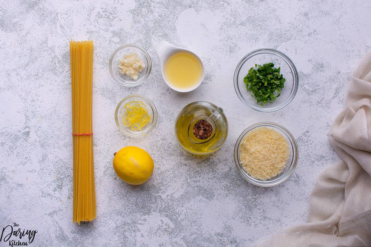 Lemon garlic pasta ingredients